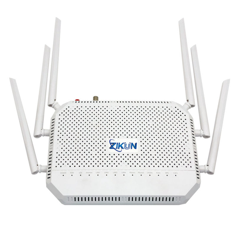 ZIKUN GPON EPON ONU ZC-521T XPON ONT CATV 2POTS 4GE 6 External Antenna