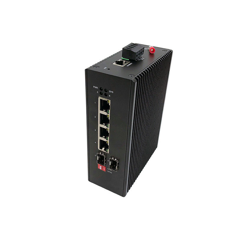 Din Rail Managed Industrial Ethernet Switch 6 Ports With 2 SFP Gigabit Optical Port